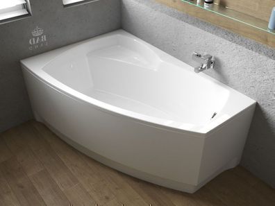 Badewanne Eckwanne Acryl FRIDA 150x90 Links Weiß AcrylSchürze | Ablauf & Füße GRATIS