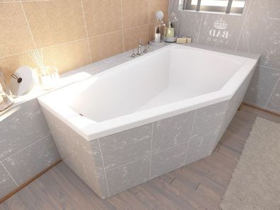 Badewanne Eckwanne Acryl SELENA 160x90 Rechts Weiß Styropor | Ablauf & Füße GRATIS !