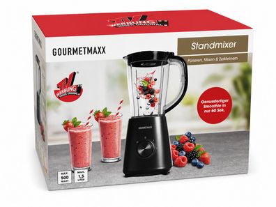 Gourmetmaxx Standmixer 500W Glasbehälter 1,5L Pulse schwarz