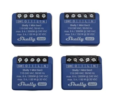 Shelly 1 Mini Gen3 Smart Schalter Relais 4 Stück WLAN Bluetooth 8A