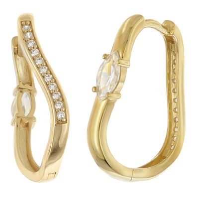 trendor Schmuck Damen-Ohrringe 925 Silber Vergoldet Creolen mit Zirkonia 21153