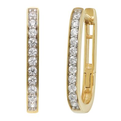 trendor Schmuck Damen-Ohrringe Gold 333/8K Klapp-Creolen mit Zirkonia 21156