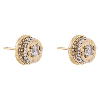Guess Schmuck Damen-Ohrringe Ohrstecker Coin Pave Goldfarben JUBE05557JWYGT/U
