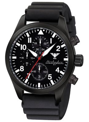 KHS Herrenuhr Airleader Chronograph Schwarz mit Taucherband AIRBSC. DB