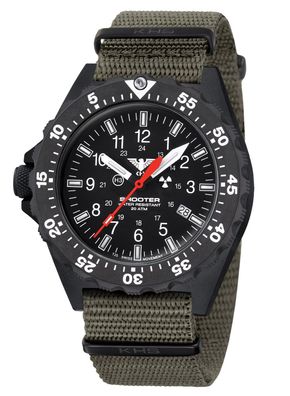 KHS Herrenuhr Quarz Shooter MKII mit Natoband Olivgrün SH2HC. NSGO