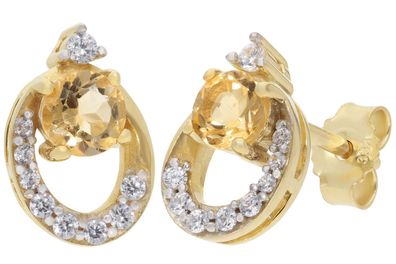trendor Schmuck Damen-Ohrringe Gold 333 / 8K Ohrstecker Citrin 21181