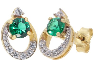 trendor Schmuck Damen-Ohrringe Gold 333 / 8K Ohrstecker mit Smaragd 21182