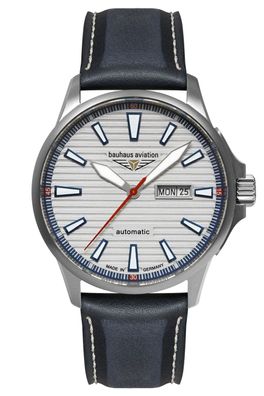 Bauhaus Herrenuhr Aviation Iron Annie Automatik Titan/Leder Blau 2862-1