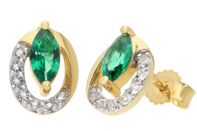 trendor Schmuck Damen-Ohrringe Gold 333 / 8K Ohrstecker Smaragd 21175