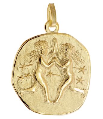 trendor Schmuck Anhänger Sternzeichen Zwilling 925 Silber Vergoldet Ø 20 mm 21300-06