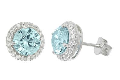 trendor Schmuck Damen-Ohrringe 925 Silber Zirkonia-Ohrstecker Swiss Blau 21318-03