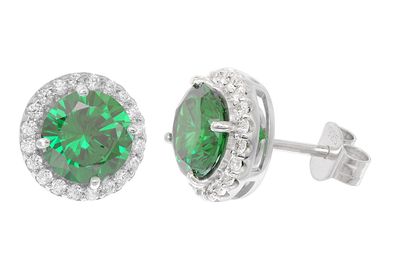 trendor Schmuck Damen-Ohrringe 925 Silber Zirkonia-Ohrstecker Arctic-Grün 21318-05