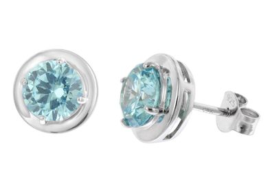 trendor Schmuck Damen-Ohrringe 925 Silber Ohrstecker Zirkonia Swiss Blau 21326-03