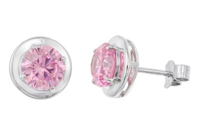 trendor Schmuck Damen-Ohrringe 925 Silber Zirkonia-Ohrstecker Pink 21326-09