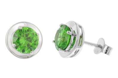 trendor Schmuck Damen-Ohrringe 925 Silber Ohrstecker Zirkonia Smaragdgrün 21326-11