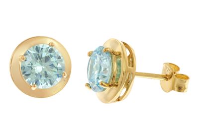 trendor Schmuck Damen-Ohrringe 925 Silber Vergoldet Zirkonia Swiss Blue 21334-03