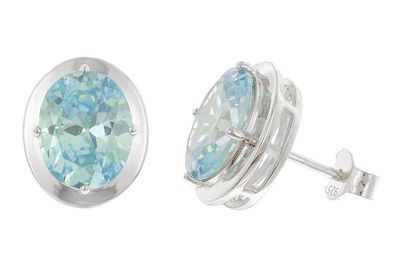 trendor Schmuck Damen-Ohrringe 925 Silber Zirkonia-Ohrstecker Swiss Blue 21340-03