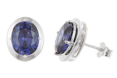 trendor Schmuck Damen-Ohrringe 925 Silber Zirkonia-Ohrstecker Tansanitblau 21340-06