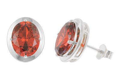trendor Schmuck Damen-Ohrringe 925 Silber Zirkonia Padparadscha-Rot 21340-07
