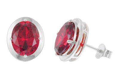 trendor Schmuck Damen-Ohrringe 925 Silber Zirkonia-Ohrstecker Rubinrot 21340-08