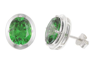 trendor Schmuck Damen-Ohrringe 925 Silber Zirkonia-Ohrstecker Arctic-Grün 21340-12