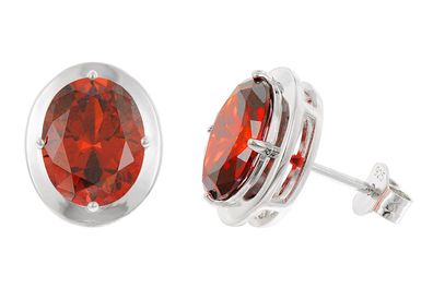 trendor Schmuck Damen-Ohrringe 925 Silber Zirkonia-Ohrstecker Granatrot 21340-16