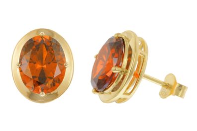 trendor Schmuck Damen-Ohrringe 925 Silber Vergoldet Orange-Rot 21346-10