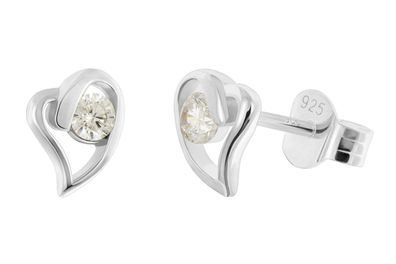 trendor Schmuck Damen Ohrringe 925 Silber Ohrstecker Herz Mit Zirkonia 21404-01