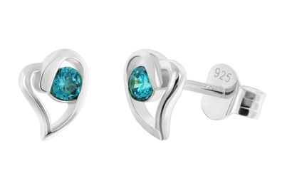 trendor Schmuck Damen Ohrringe 925 Silber Ohrstecker Zirkonia London-Blau 21404-04