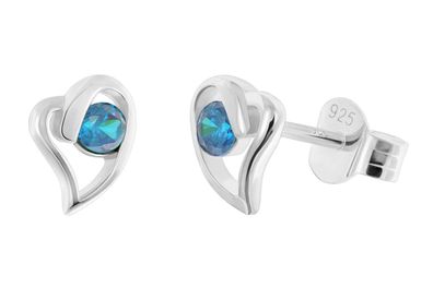 trendor Schmuck Damen Ohrringe 925 Silber Ohrstecker Zirkonia Saphir-Blau 21404-05