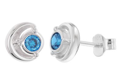 trendor Schmuck Damen Ohrringe 925 Silber Ohrstecker Zirkonia Saphir-Blau 21422-05
