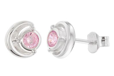 trendor Schmuck Damen Ohrringe 925 Silber Ohrstecker Zirkonia Pink 21422-09