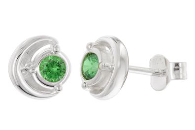trendor Schmuck Damen Ohrringe 925 Silber Ohrstecker Zirkonia Grün 21422-11