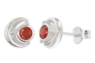 trendor Schmuck Damen Ohrringe 925 Silber Ohrstecker Zirkonia Granatrot 21422-16