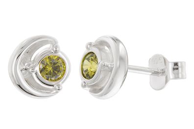 trendor Schmuck Damen Ohrringe 925 Silber Ohrstecker Zirkonia Peridot-Grün 21422-19