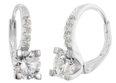 trendor Schmuck Damen-Ohrringe 925 Silber Rhodiniert Creolen Zirkonia Weiß 21354-01