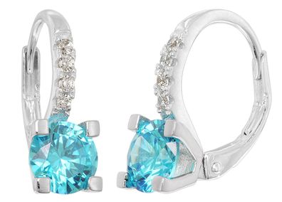 trendor Schmuck Damen-Ohrringe 925 Silber Creolen Zirkonia Swiss Blau 21354-03