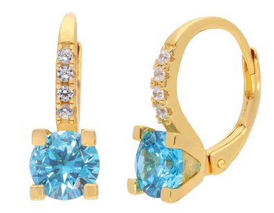 trendor Schmuck Damen-Ohrringe Creolen Silber Vergoldet Zirkonia Swiss Blau 21356-03