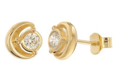 trendor Schmuck Damen-Ohrringe 925 Silber Vergoldet Zirkonia Ohrstecker 21430-01