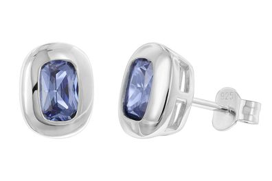 trendor Schmuck Damen-Ohrringe 925 Silber Ohrstecker Zirkonia Tansanitblau 21440-06