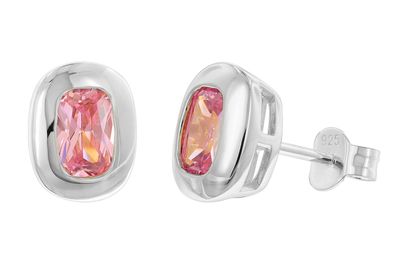 trendor Schmuck Damen-Ohrringe 925 Silber Ohrstecker Zirkonia Pink 21440-09