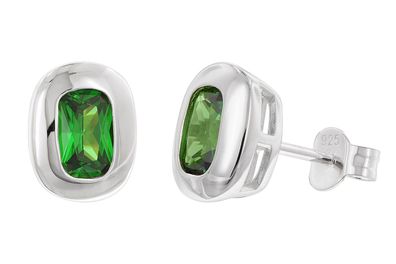trendor Schmuck Damen-Ohrringe 925 Silber Ohrstecker Zirkonia Smaragdgrün 21440-11