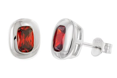 trendor Schmuck Damen-Ohrringe 925 Silber Ohrstecker Zirkonia Granatrot 21440-16