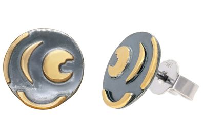 trendor Schmuck Ohrringe Himmelsscheibe von Nebra 925 Silber schwarz/gold ?10 mm 215