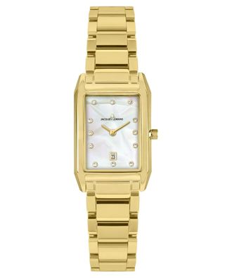 Jacques Lemans Damenuhr Quarz Torino Rechteckig Goldfarben/Perlmutt 1-2189.1I