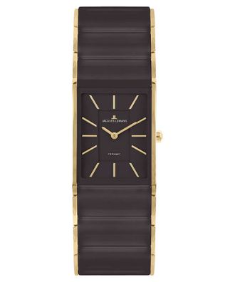 Jacques Lemans Damen-Armbanduhr Keramik Dublin Goldfarben/Dunkelbraun 1-2214G