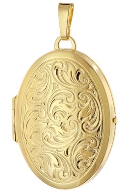 trendor Schmuck Ovaler Medaillon-Anhänger Paisley Gold auf 925 Silber 31x23 mm 21570