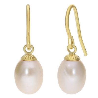trendor Schmuck Damen Perlen-Ohrringe 925 Silber Vergoldet 21561
