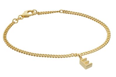 trendor Schmuck Mädchen-Armband mit Buchstabe E 925 Silber Vergoldet 21602-E
