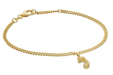 trendor Schmuck Mädchen-Armband mit Buchstabe J 925 Silber Vergoldet 21602-J